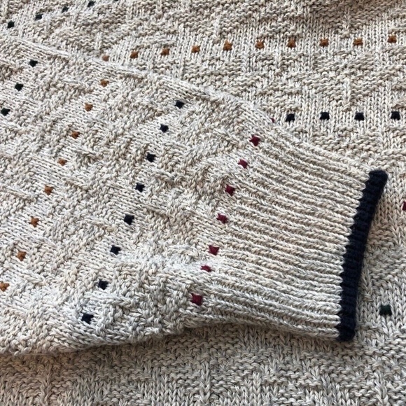 Men's Vintage 80's Van Heusen Multi Colored Dot Textured Knit Sweater Size M - Picture 4 of 10